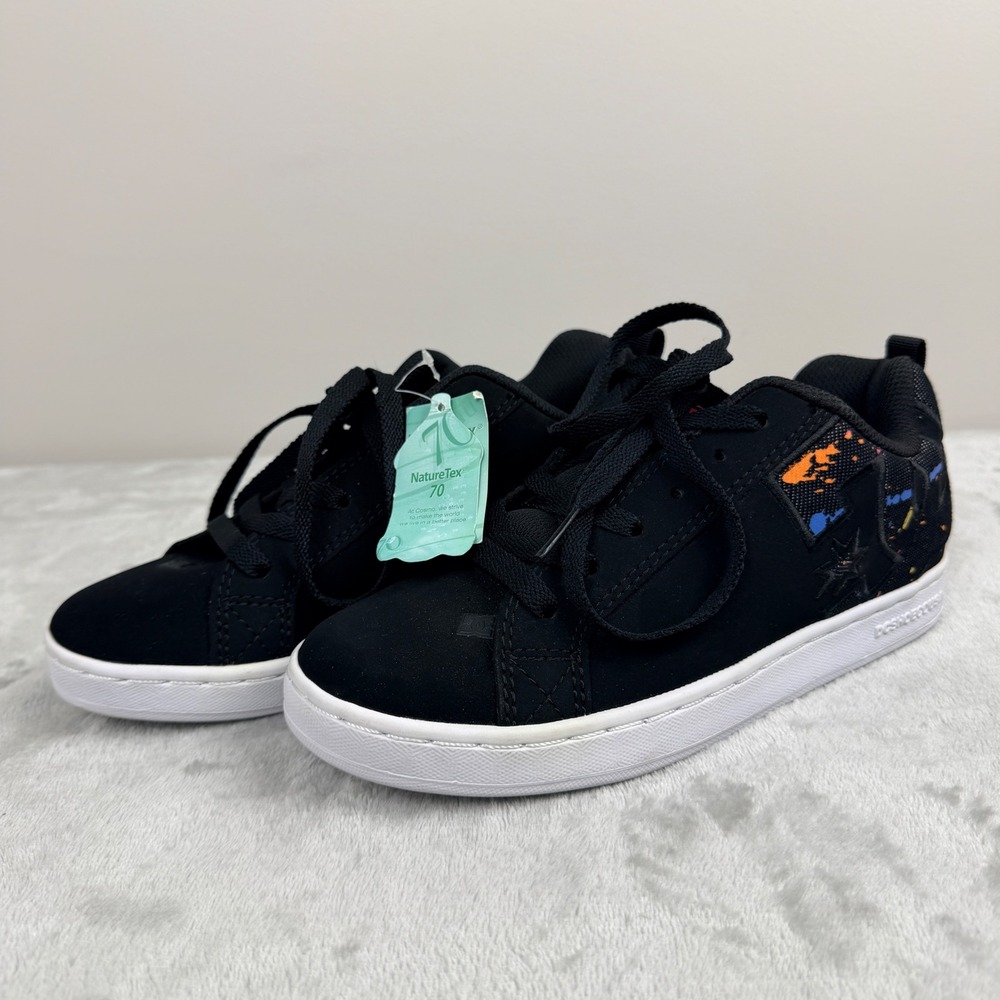 DC Shoes Women's Size 6 Court Graffik‎ Black Paint Splatter Sneakers 300678